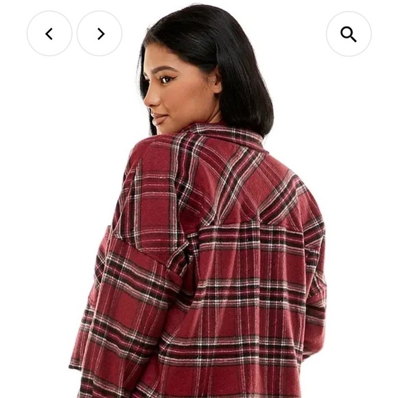 Ci sono plaid collection cropped mustard rust flannel shirt women's size Large - Picture 2 of 9